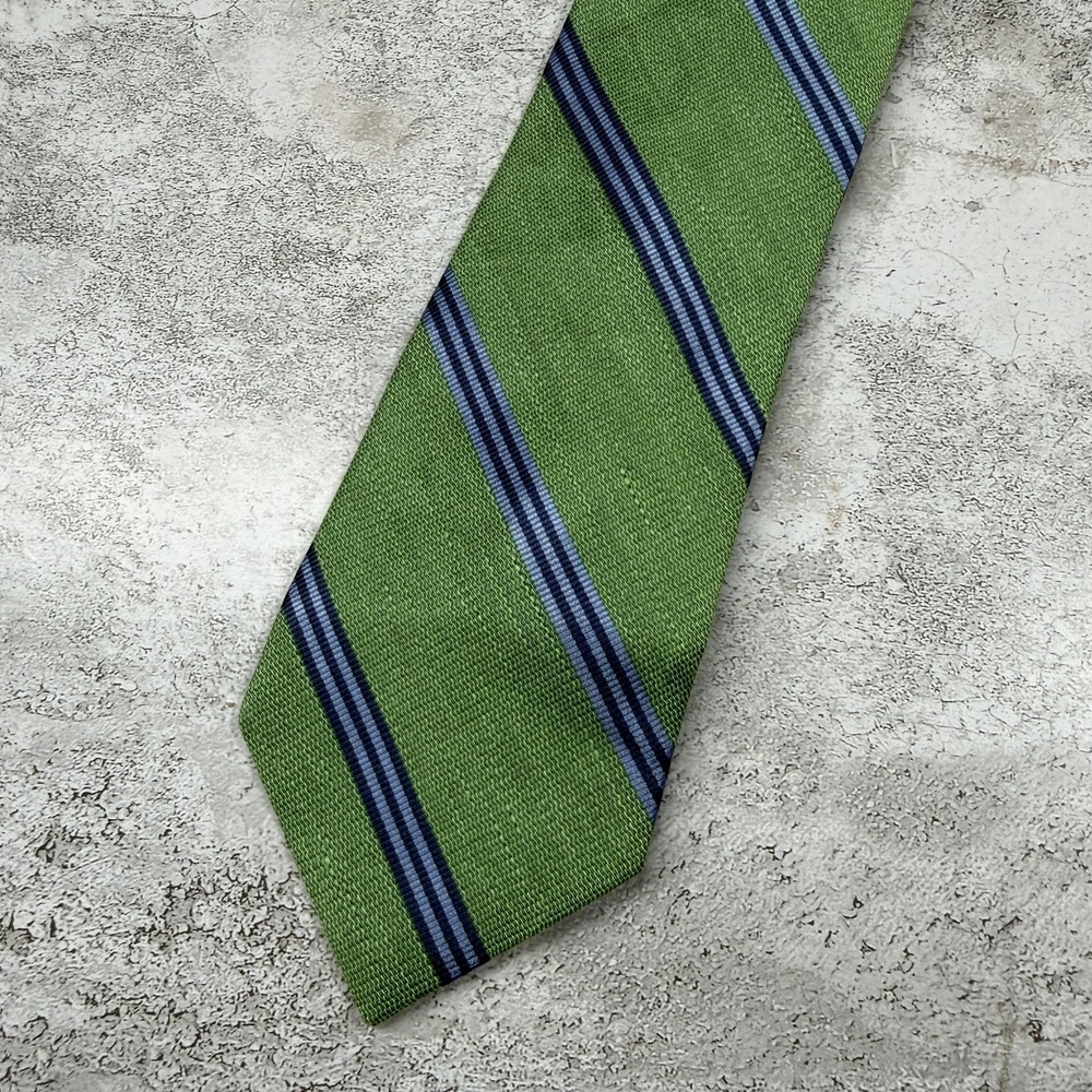 The Tie Bar Silk Tie Mens One Size Green Striped‎ Made In China Necktie